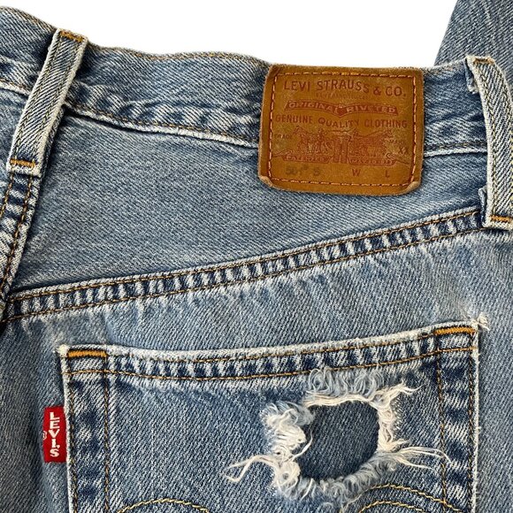 Levi's 501 S Premium Skinny Jeans Women's Size 25x28 Button Fly Distressed Big E - Picture 5 of 6